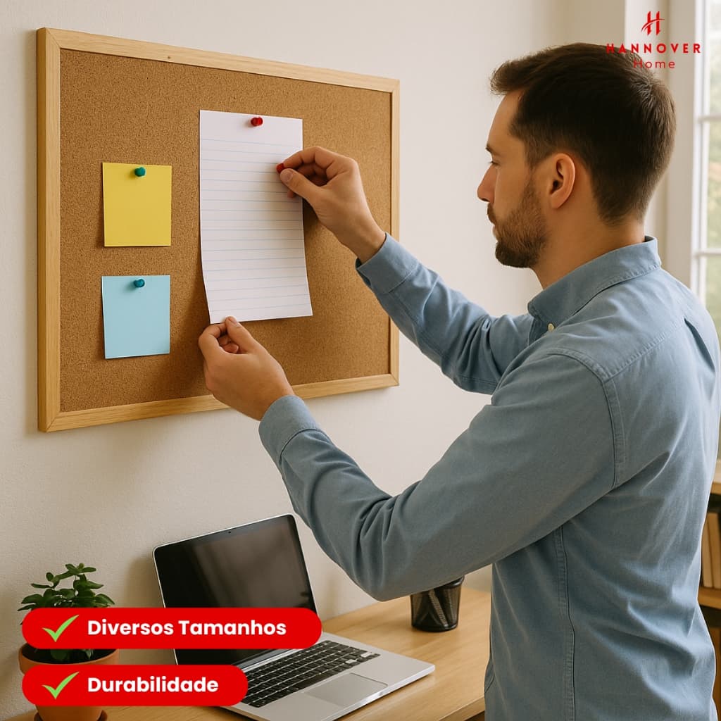 Quadro Lousa Cortiça Moldura Madeira Avisos Recados Quadro de Avisos Anotações Diversas Medidas