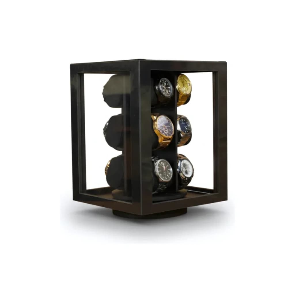 Porta Relógios Giratório 12 Unidades Giratório Vitrine Preto