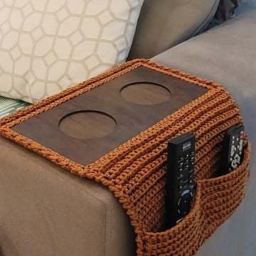 Kit 2 Pares De Base Para Crochê Braço Sofá Suporte Para Copo Artesanato MDF