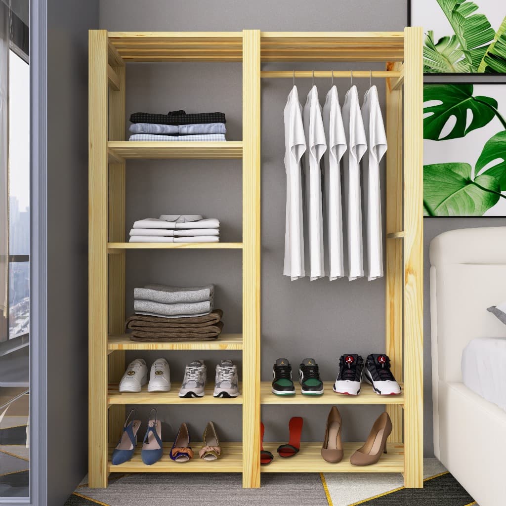 Cabideiro Organizador de Madeira – Ideal para Quarto e Área de Vestir