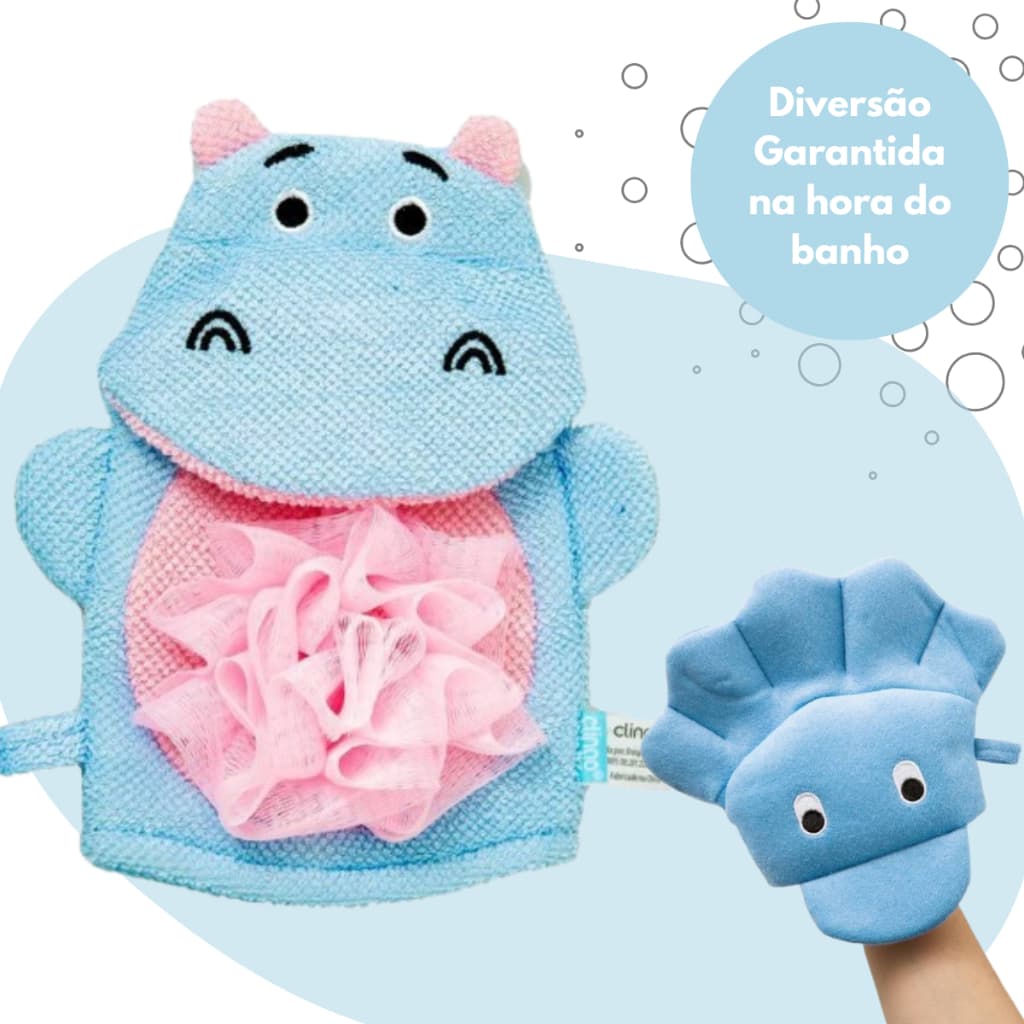 Esponja de Banho Infantil Hipopótamo Azul – Divertida e Macia