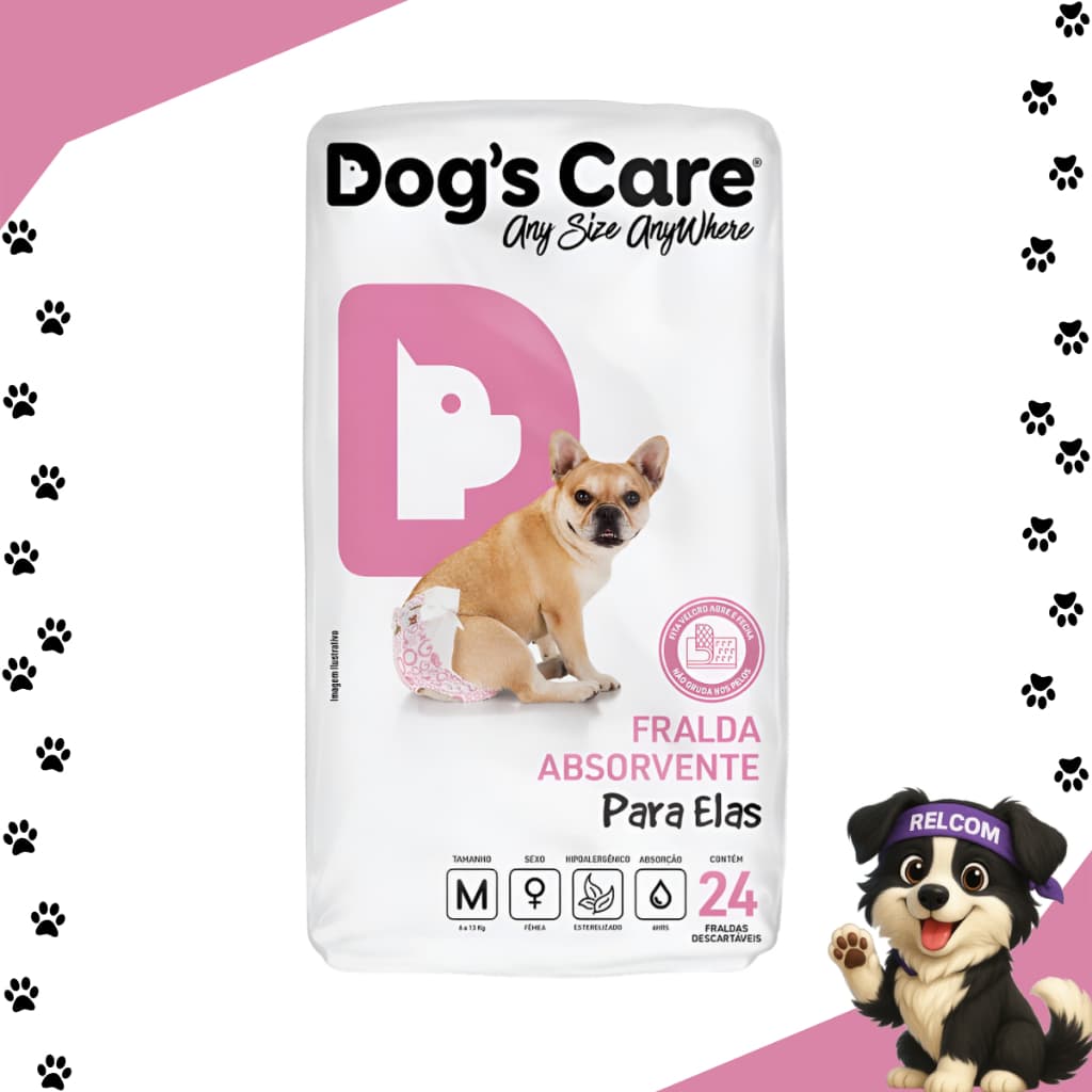 Fralda higiênica cães Pet descartável para cachorro fêmea M kit 24 unidades Dogs care