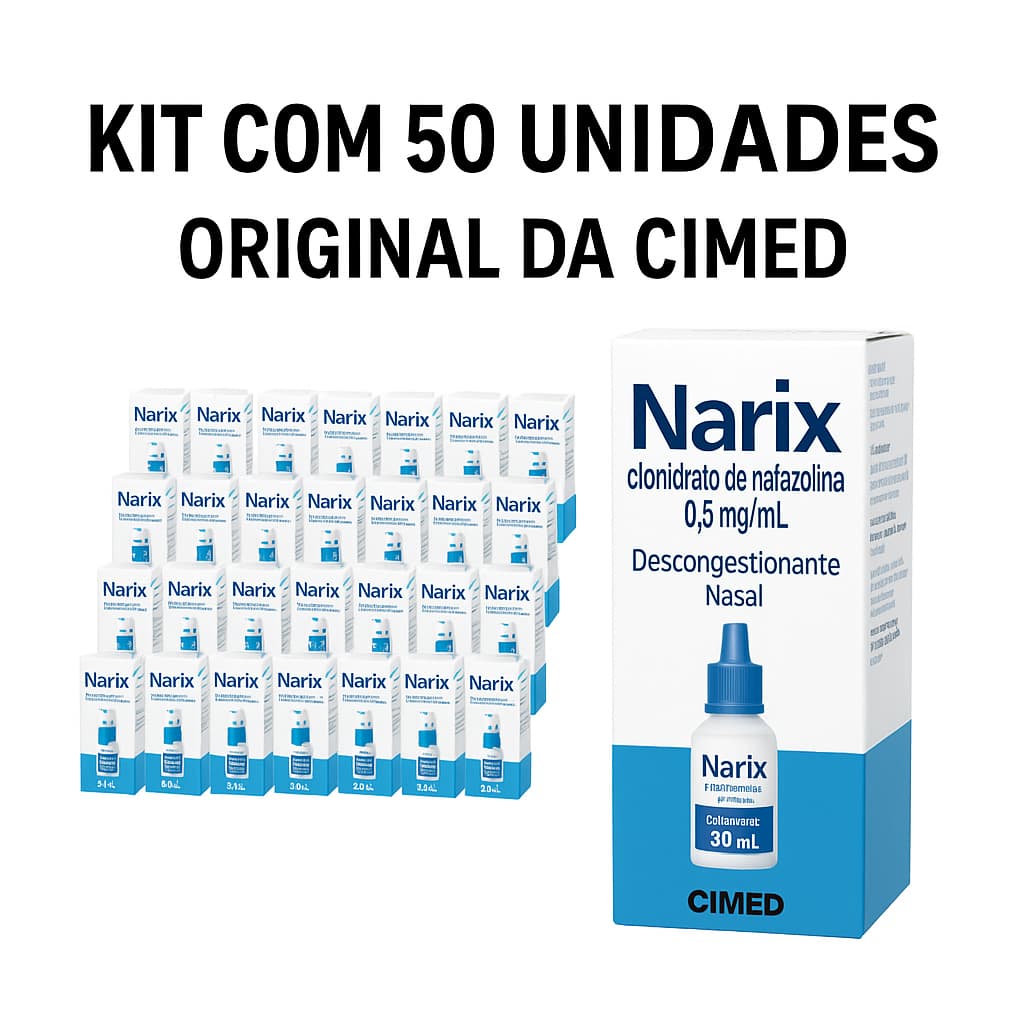 Kit com 50 Unidades Narix 30ml Cimed – Descongestionante Nasal | Original e Econômico