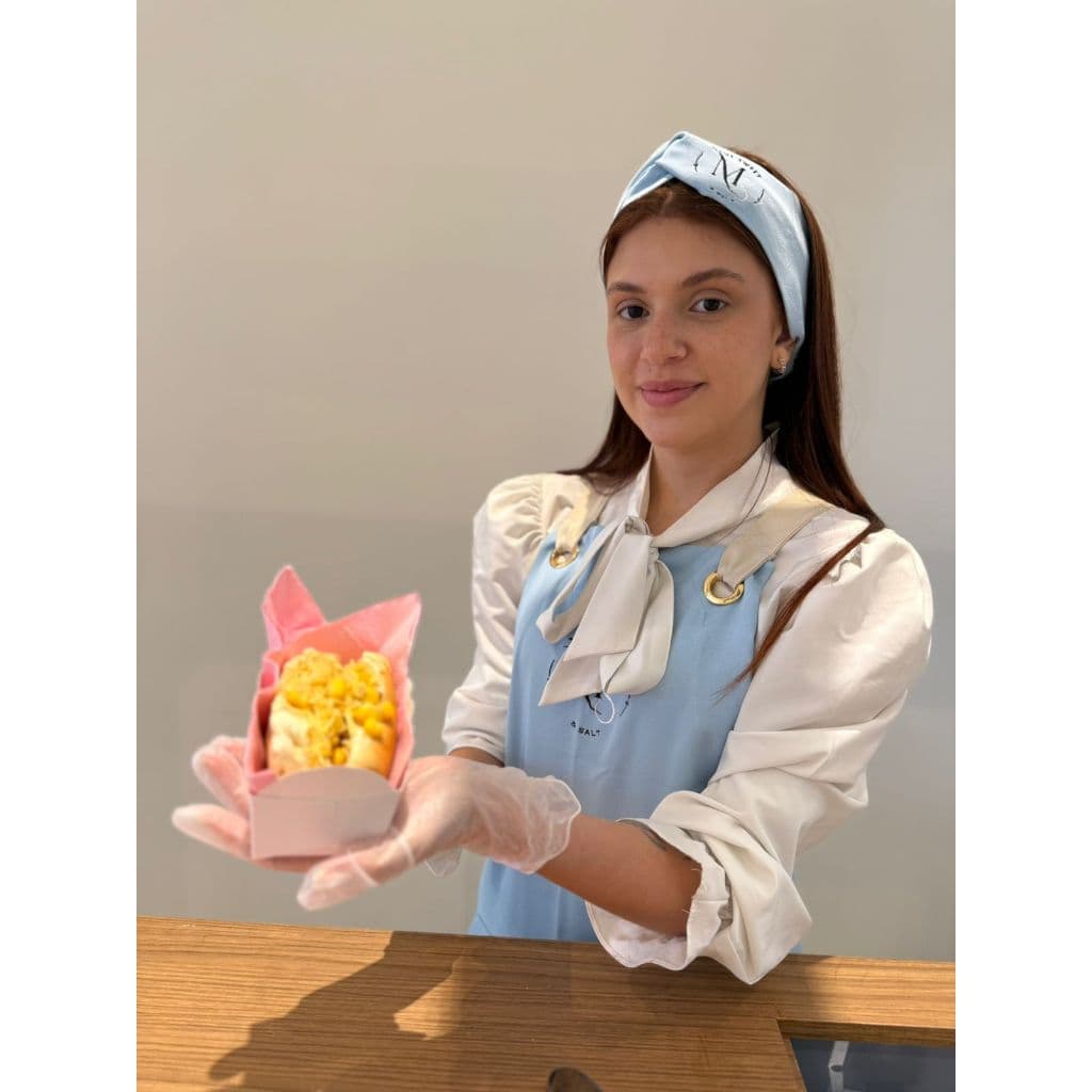 Avental + faixa de cabelo - com a sua logo bordada