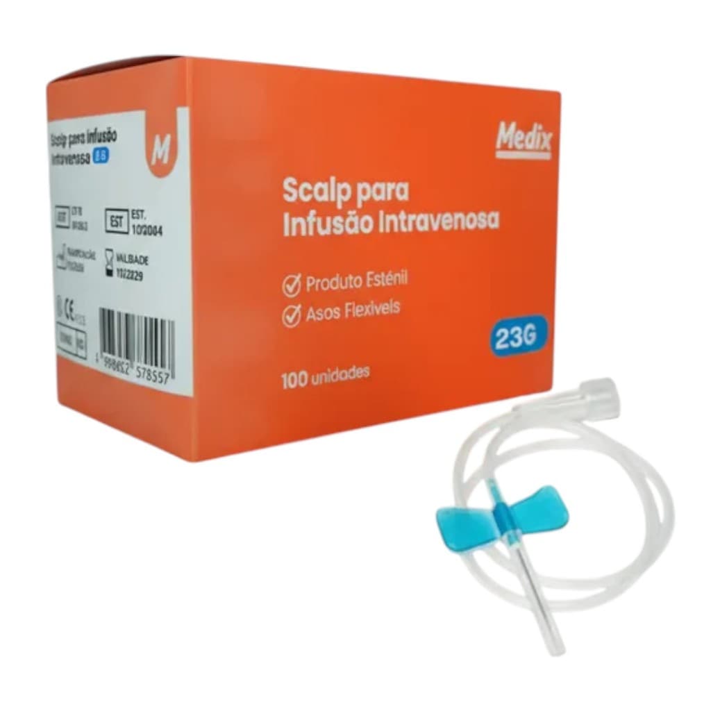Escalpe Descartável 23g - Medix 100 unidades