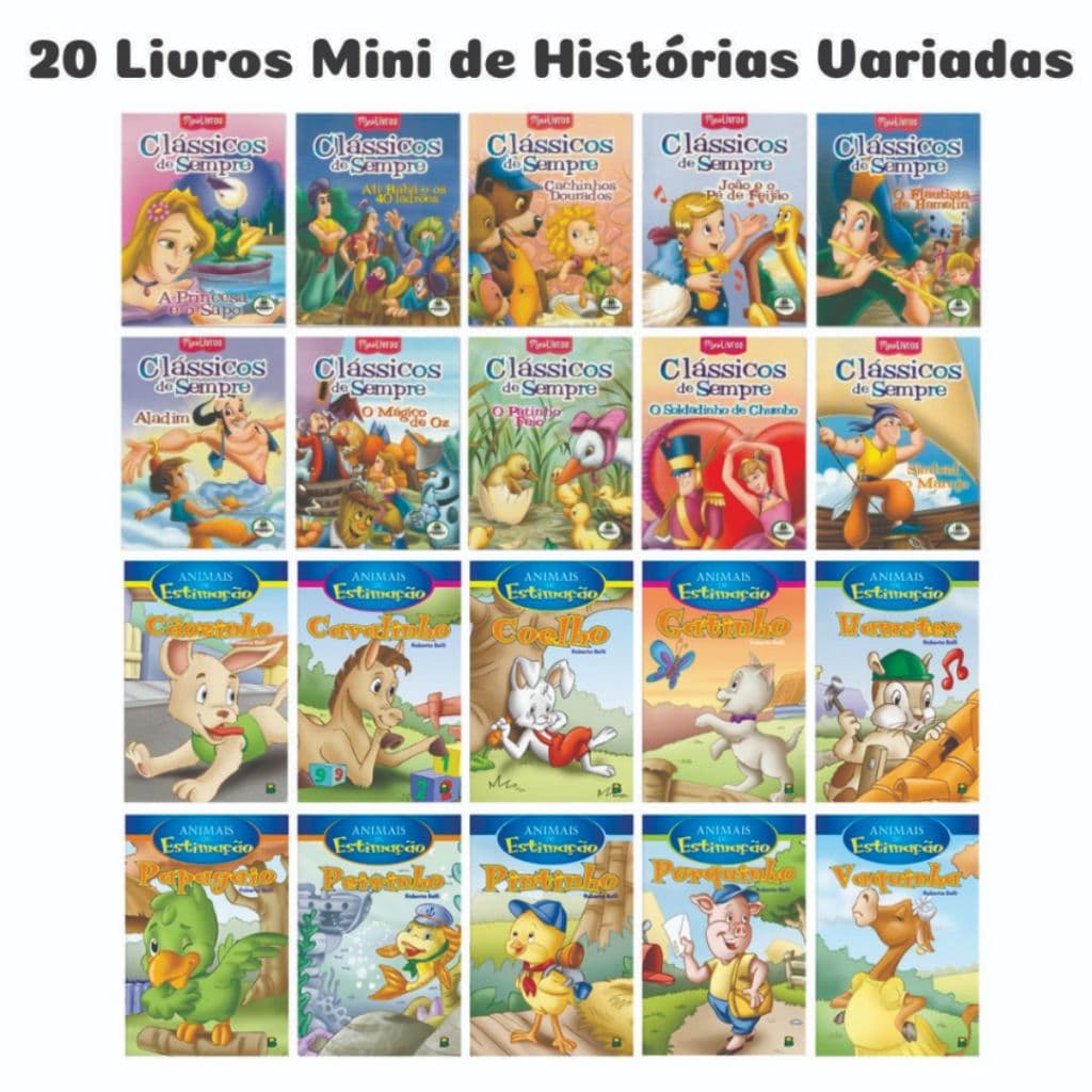 20 Livros Infantis de Histórias Clássicas Mini Clássicos de Sempre / Animais de Estimação Variadas Todolivro