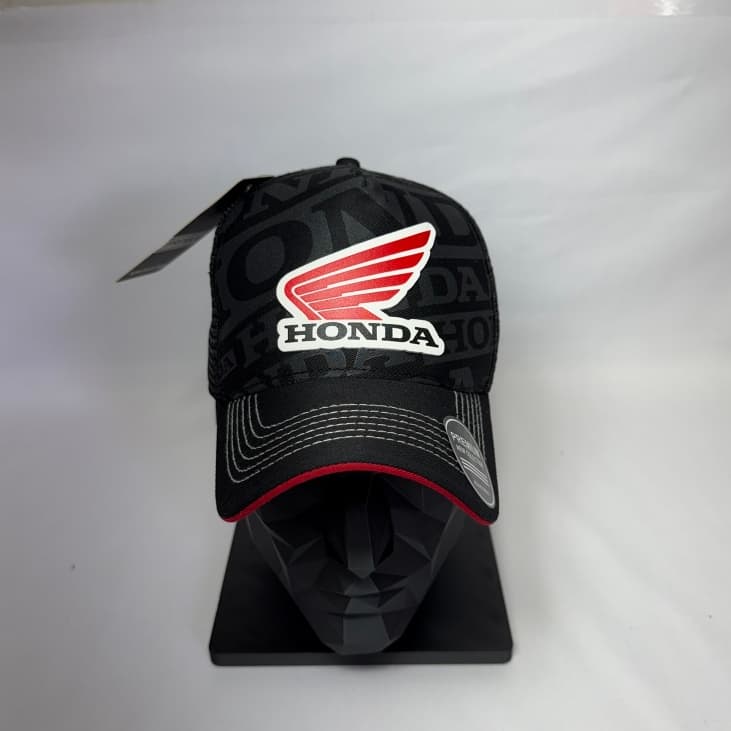 Boné Honda Trucker Aba Curva, Silk/Bordado na parte da frente e Bordado Relevo na lateral Ajustável