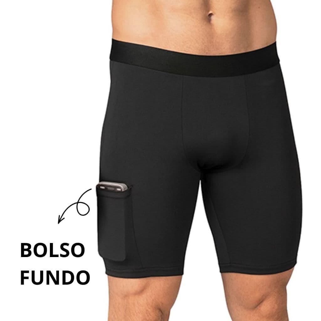 Bermunda Masculina Ciclista Conforto Para Corrida Térmica Com Bolso Fundo Compressora