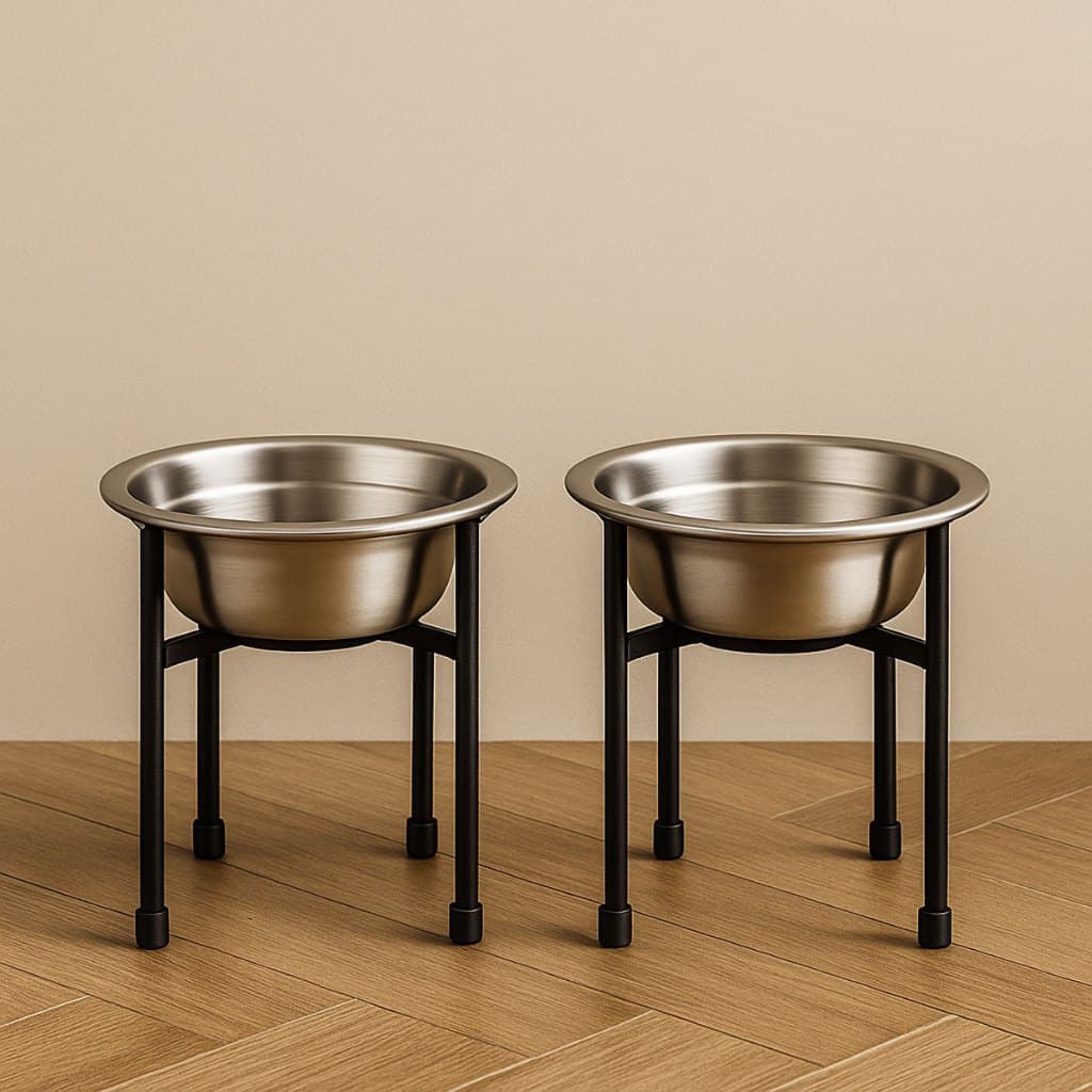 Comedouro e Bebedouro de Agua Elevado Cachorro Pequeno Tigelas Inox Estrutura Aço