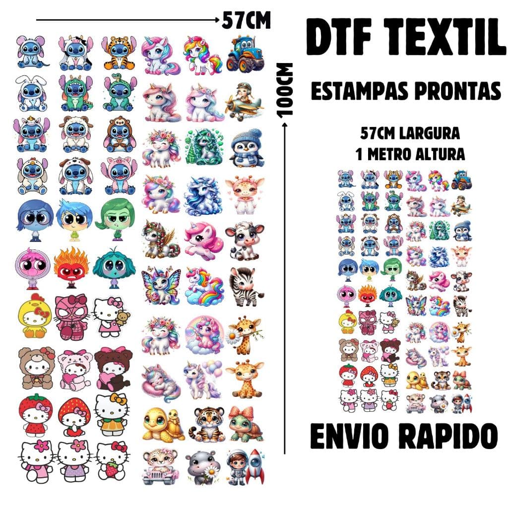 Aplique DTF Textil Infantil Termocolante Para Tecidos  Arquivo Pronto 57cm largura 1 <Metro