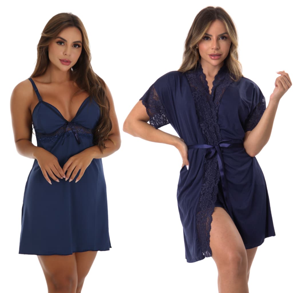 Camisola Renda Amamentação e Robe Pós Parto Roupa Maternidade Confortável Gestante Enxoval Mamãe