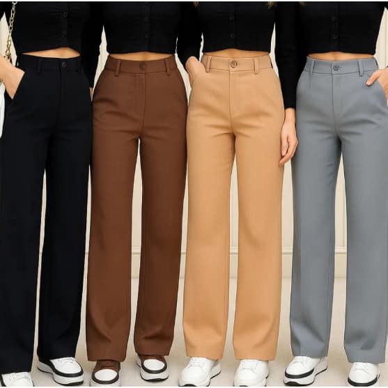 Calça pantalona alfaitaria social feminina cintura alta wid leg premium com botão