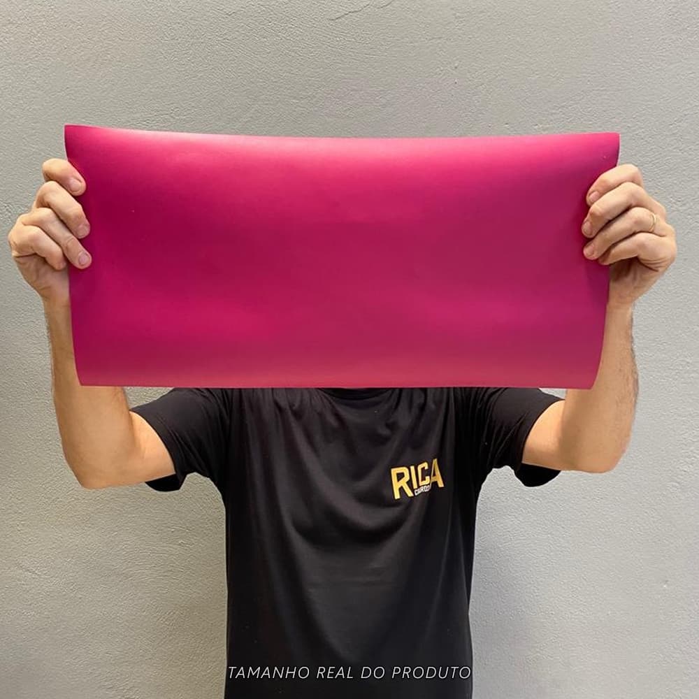 Painel de Couro Genuíno Tipo Madri - 25x50cm Retalho – Placa Textura Leve - Cor: Rosa Shock