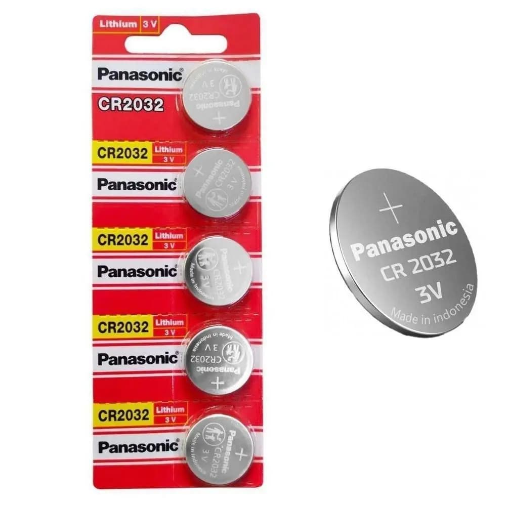 05 Pilhas Baterias Botão Cr2032 Panasonic - 5 Unidades