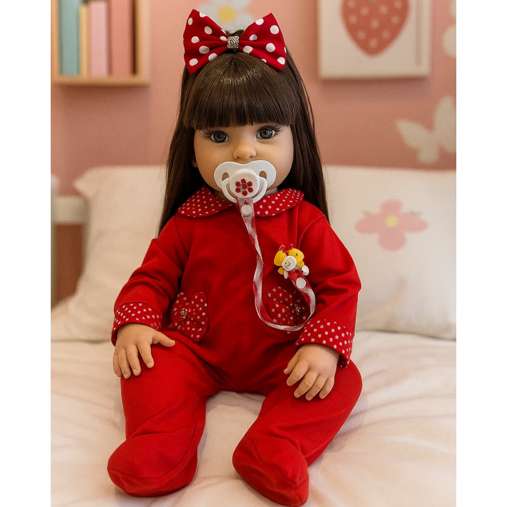 Boneca Bebê Reborn de Luxo Menina + Acessórios, Pode Dar Banho