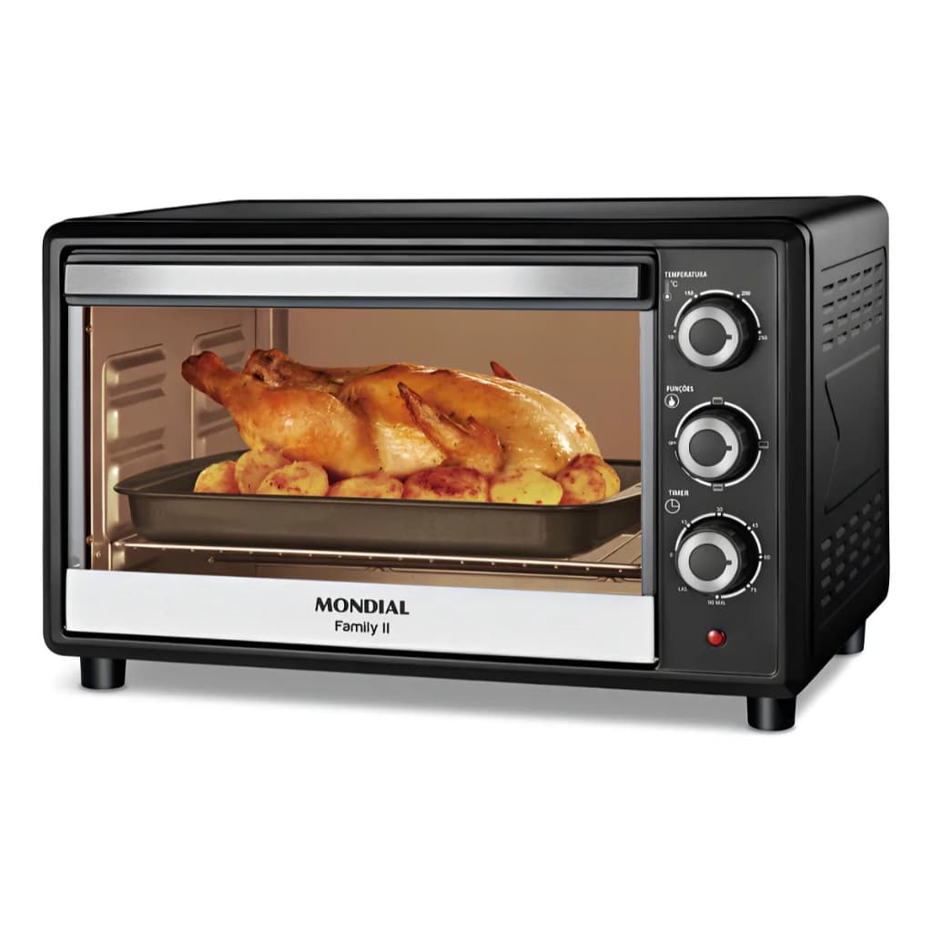 Forno Elétrico Mondial Family II FR-42 42L 1600W 127V – Timer Automático, Controle de Temperatura e Design Inox