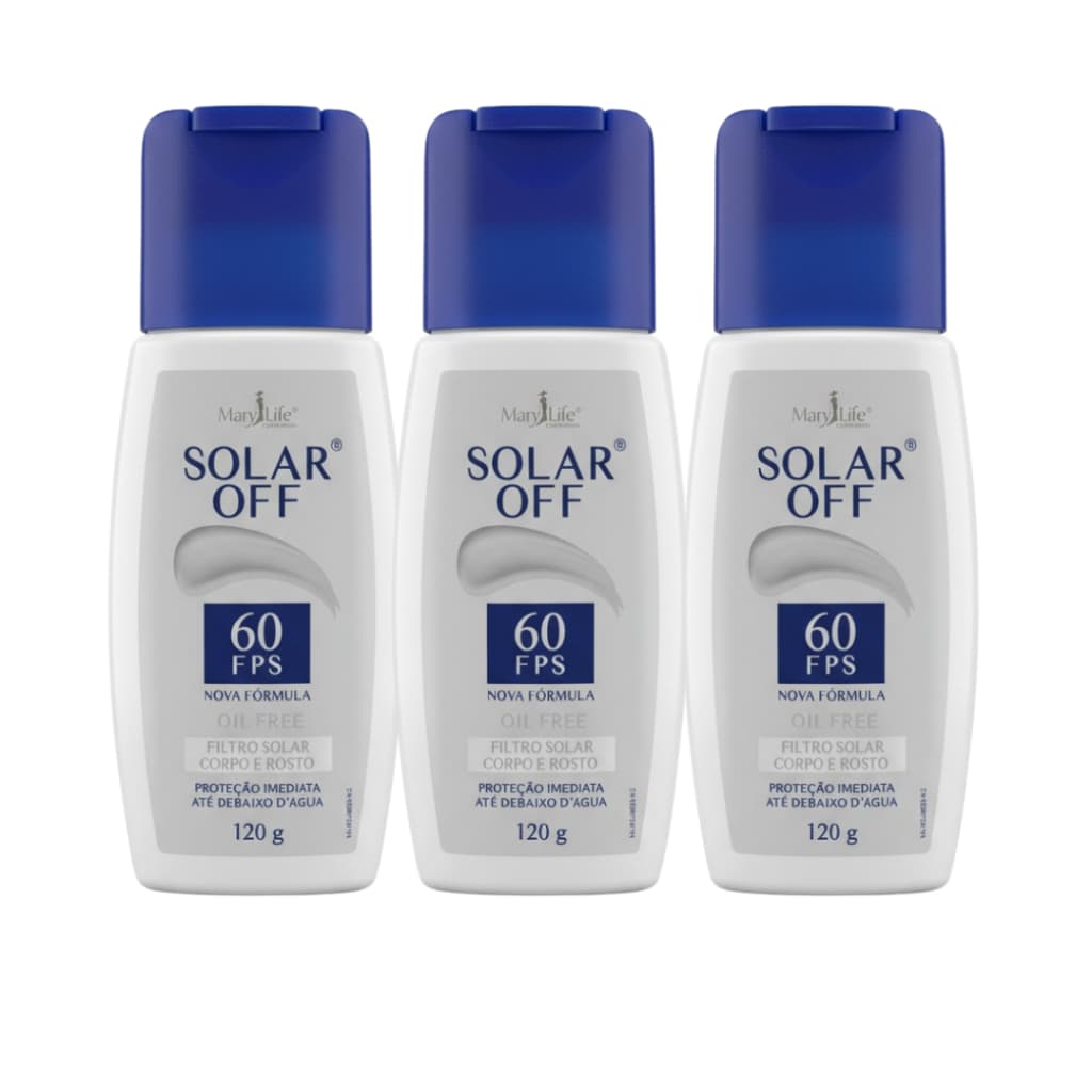 Kit 3 Protetor Solar Marylife FPS 60 Oil Free  120g Controle de Oleosidade, Toque Seco, Alta Proteção UVA/UVB -VAL 06/27