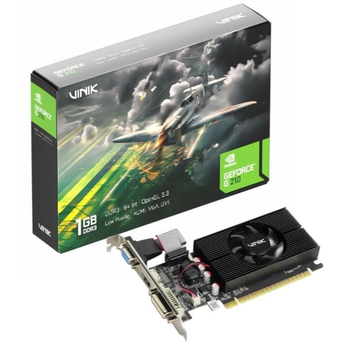 Placa de Video Nvidia Geforce G 210 1gb DDR3 64 bits Com Kit Low Profile Single Fan