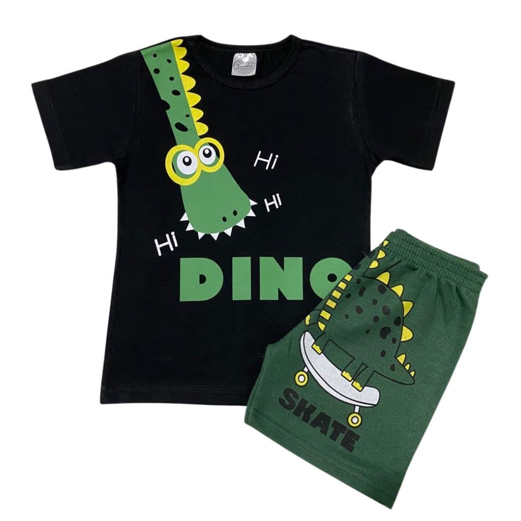 Conjunto de Verão de Menino Infantil 1 Camiseta de Algodão + 1 Shorts Moletinho Tamanho 1 2 3 4 6 8