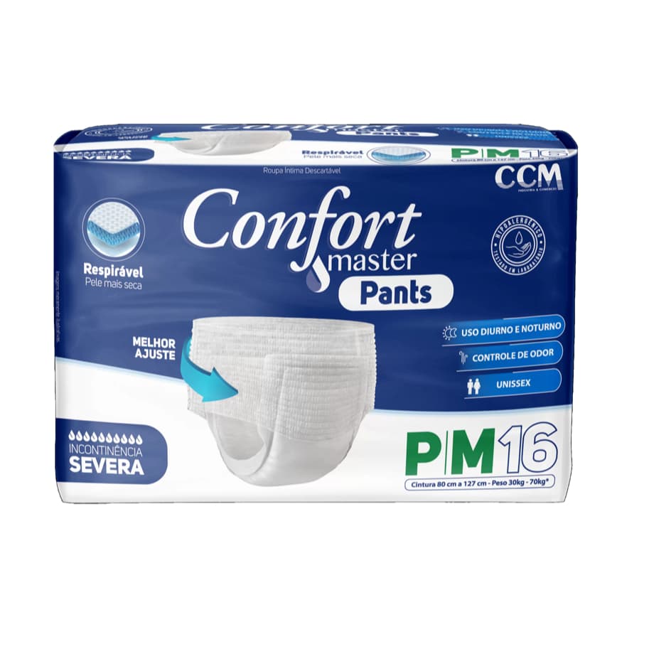 Fralda Calça Geriátrica Adulto Confort Master Pants  16 Un Incontinência Severa G/EG - P/M