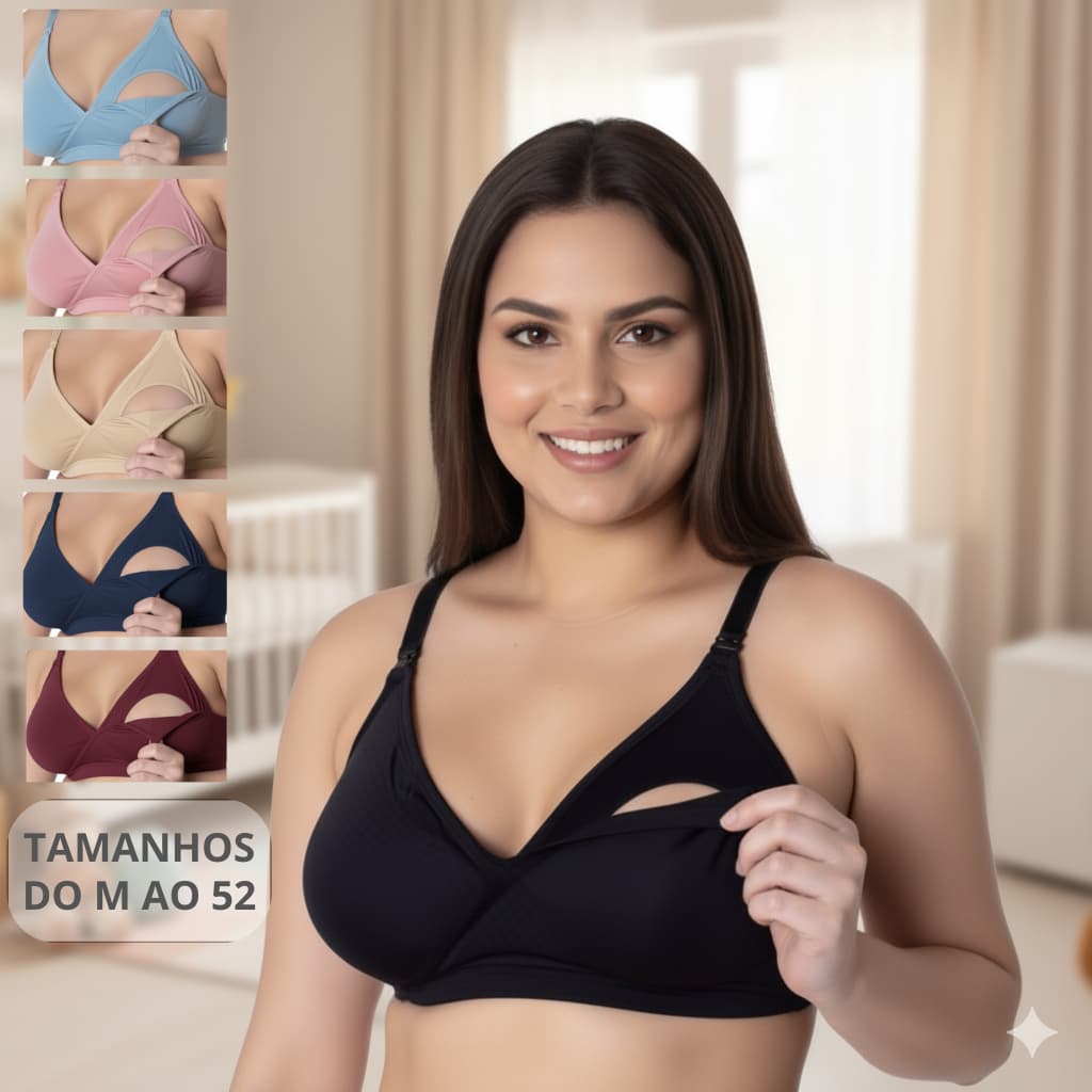 Kit 4 Sutiã Amamentação Reforçado Microfibra Alça Abre Fácil Gestante Grávida.