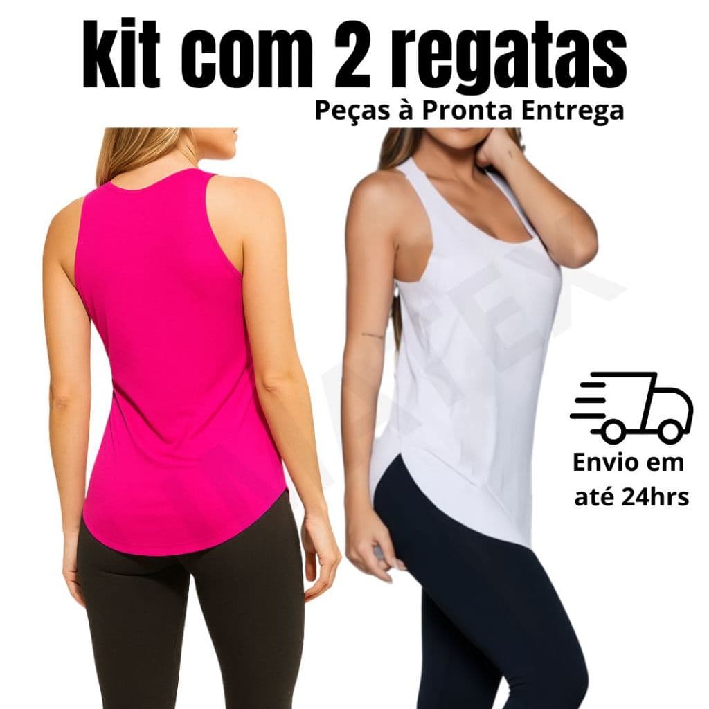 Kit 2 Regatas Fitness Tapa Bumbum Camiseta Academia Crossfit Treino