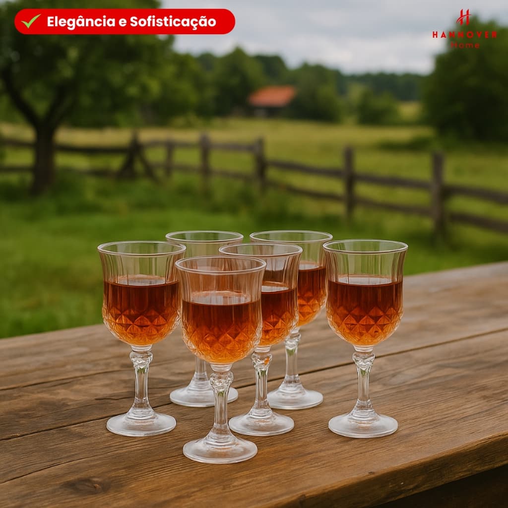 Kit 6 Taças de Licor 50ml Vidro Diamante Cristal Sofisticado Elegante Taças de Vidro Taça pra Licor