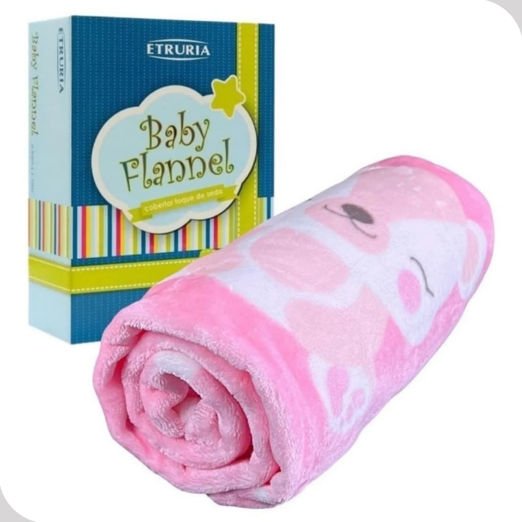 Cobertor Manta Bebe Menina Macio Flannel Feminino Rosa