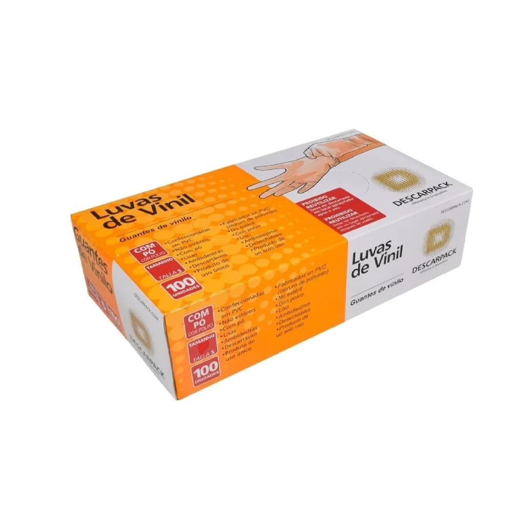 Luva descartável Vinil com Pó Cx com 100 Descarpack