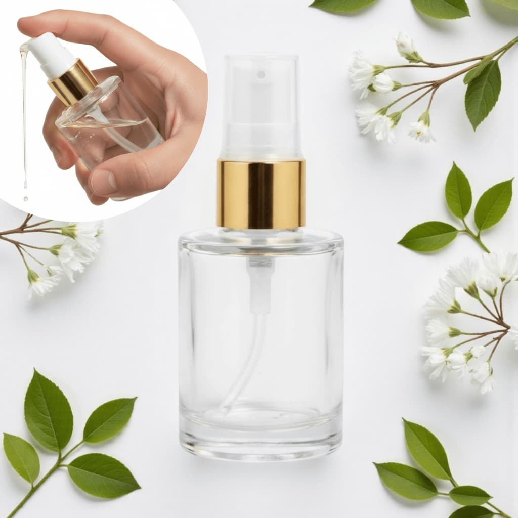 Kit 10 Unidades Mini Vidro Cilíndrico Picolo 30ml Com Válvula Dosadora / Reparadora Dourada