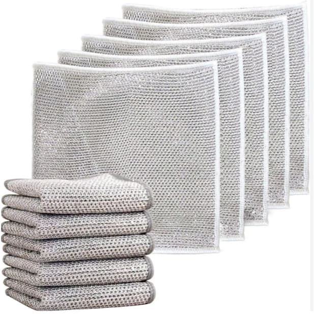 Kit 5 Panos De Limpeza Multiuso Fio Metálico - Malha Não Oleosa - Não Risca - Eficiência & Durabilidade na Limpeza.