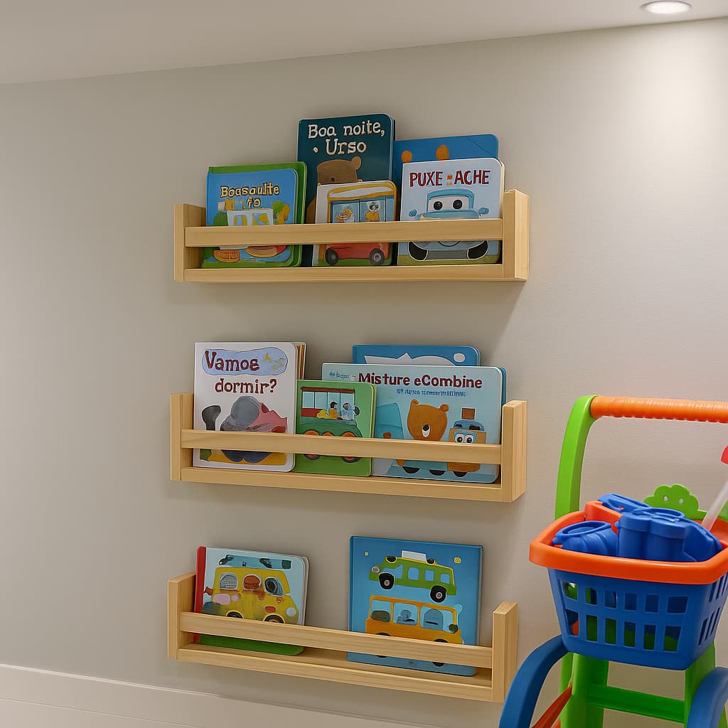 Kit 3 Prateleiras 50cmx10cm Decoração Madeira Pinus Livro Revista Infantil Envio Montado