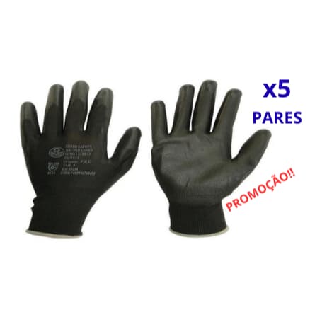 Kit 5 Luva Pu SS1003 Luva Tatil CA 32034 Multitato Super Safety Seguranca EPI Obras Eletricista