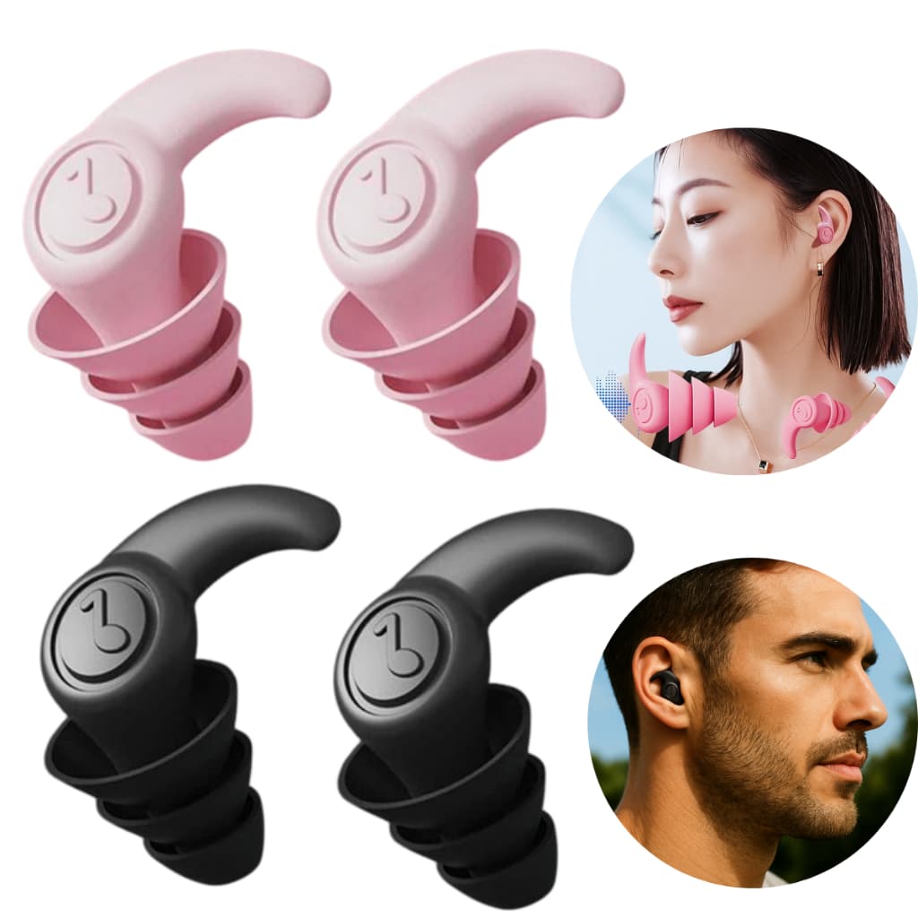 2 Pares de Tampão Ouvido  3 Camadas Antiruído Plug Dormir Natação Estudos Trabalho Protetor Auricular