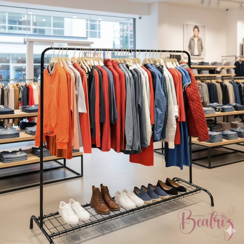 Arara Cabideiro de Chão Com Sapateira em Aço Pintura Expoxi Tratamento Anti-Ferrugem Modelo Paris