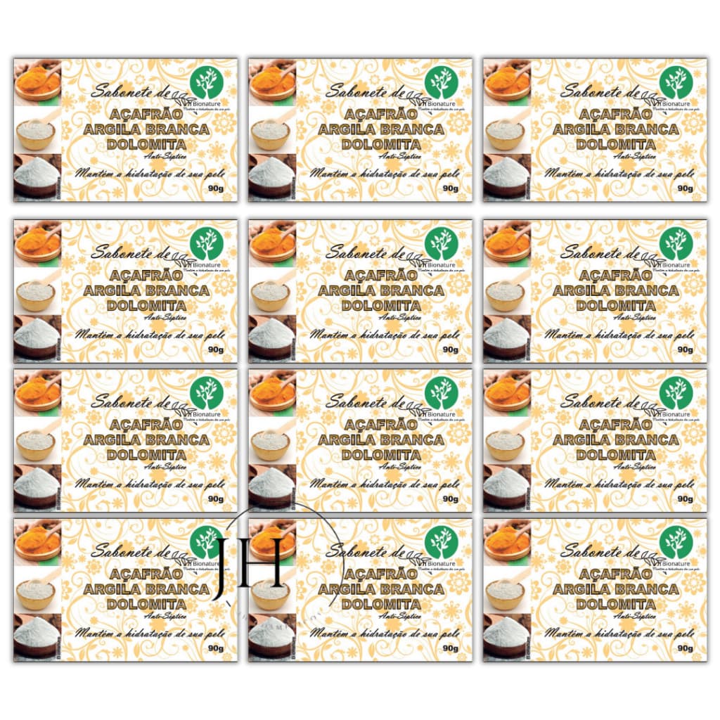 12 UN Sabonete Barra de Açafrão e Dolomita 90g - Bionature