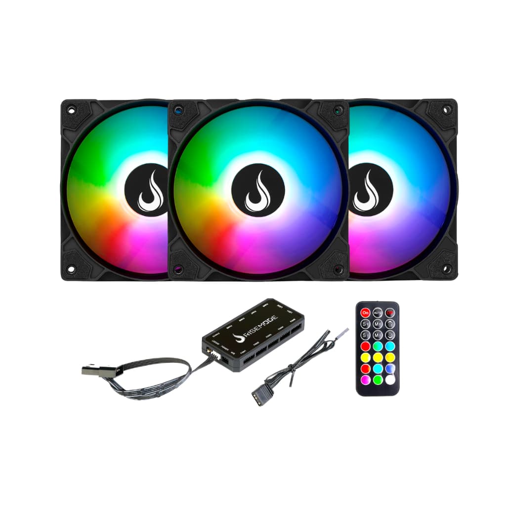 Kit 3 Cooler Fan Gamer | Rise Mode | Z Led Black Argb 5v | 120mm