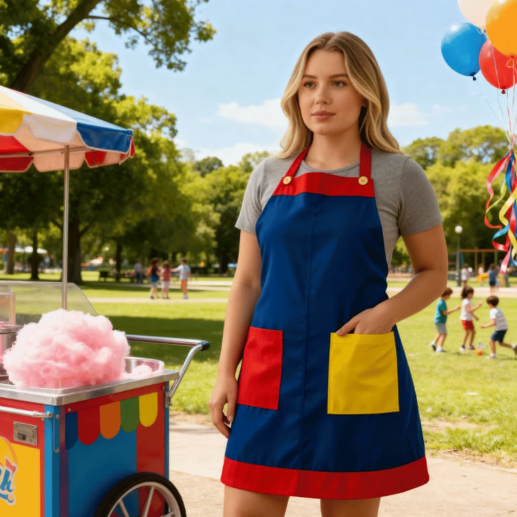 Avental Monitor Recreador Buffet Festas Animação Professor Educação Infantil Bolsos Oxford Reforçado