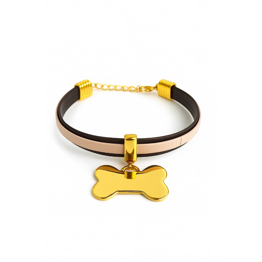 Coleira Couro Gargantilha Placa Nome Telefone Gravado Laser Gato Cachorro Plaquinha de Identificação