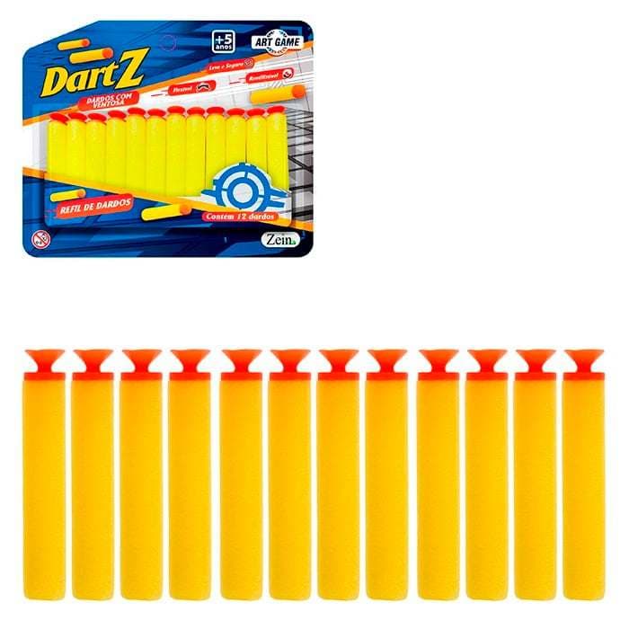 Refil Dardos de Espuma com Ventosa para Lançador - Pacote com 12 unidades DartZ