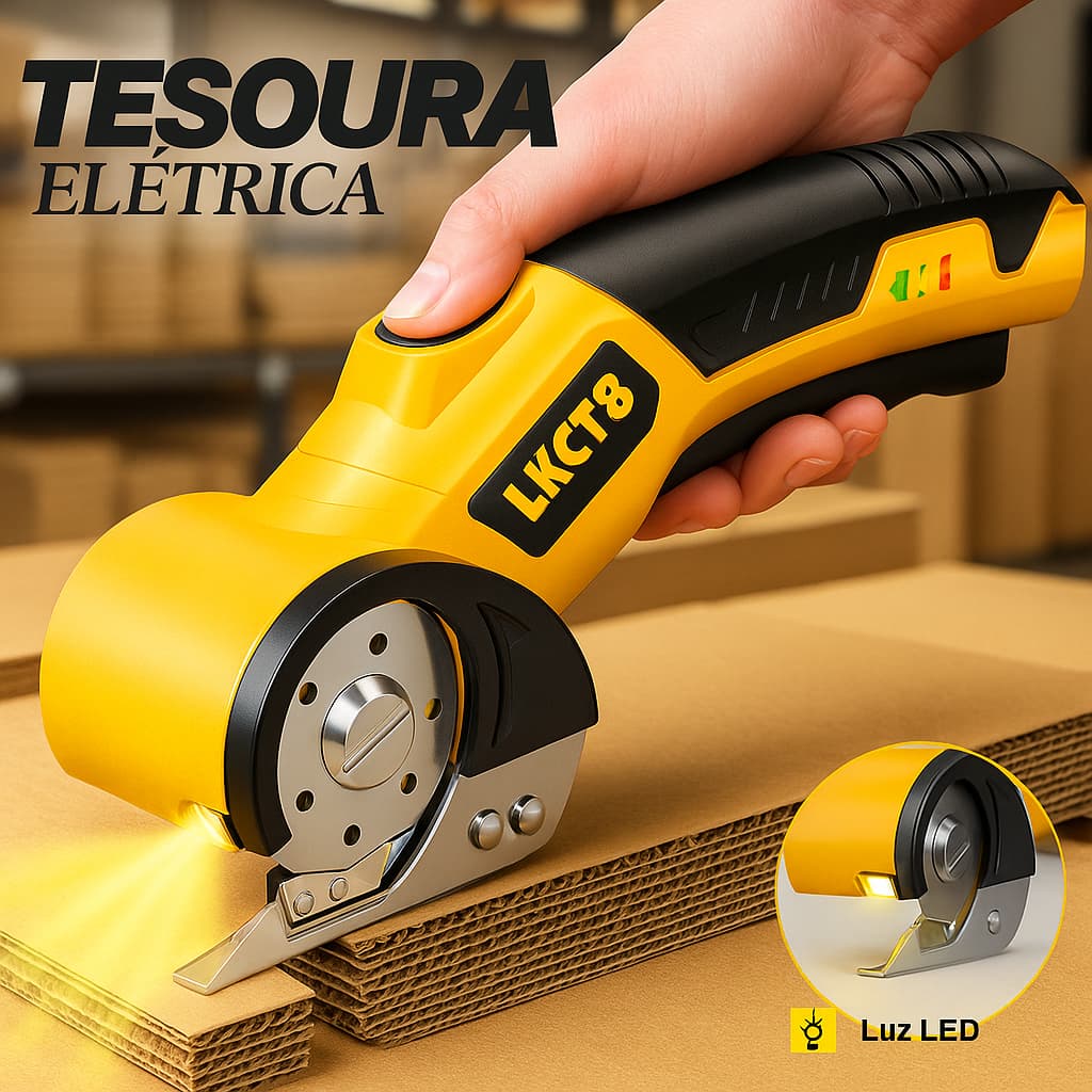 Tesoura Elétrica Cortador de Tecido Rotativo Portátil Costura