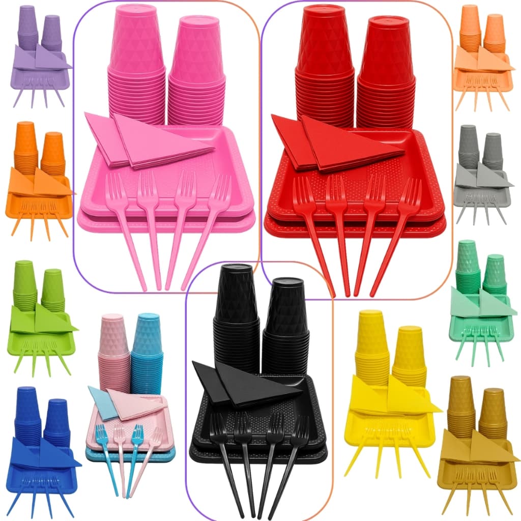 Kit 220 itens Festa Aniversario Descartável Completo Decoração Cores Candy e Pastel 40 pessoas