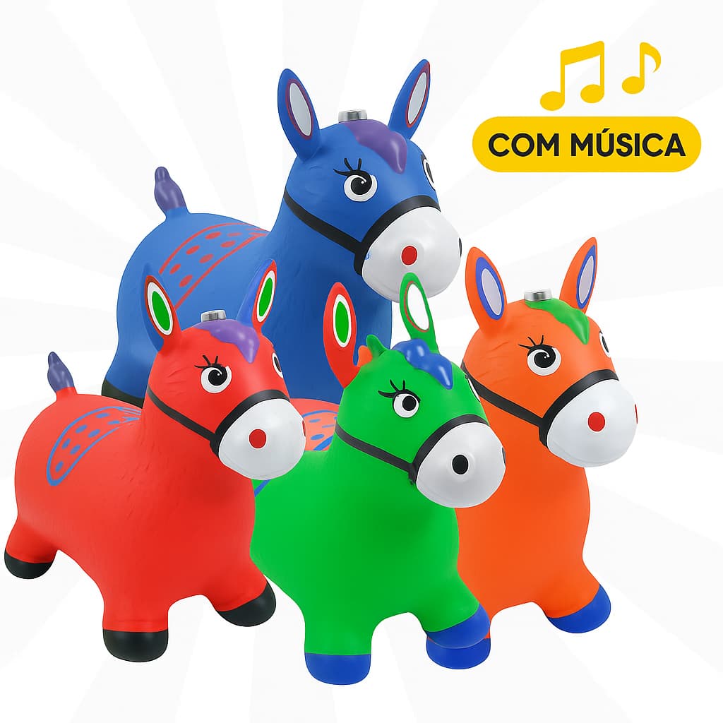 Cavalinho Upa Upa inflavel Pocoto Brinquedo Pula Pula Musica Infantil Com Musica e Led