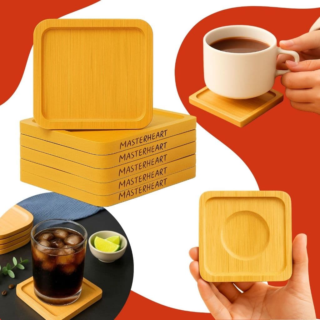 Kit 6/12 Porta Copos 100% Bambu Natural Protetor Mesa Descanso Lavável Para Pires Xícara Caneca