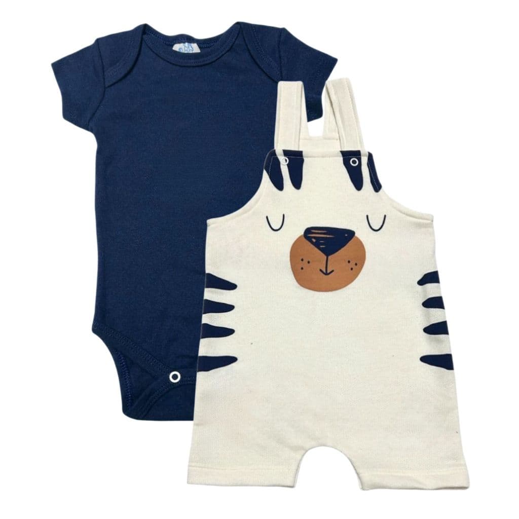 Kit 2 Peças Body Jardineiro Menino Bebê