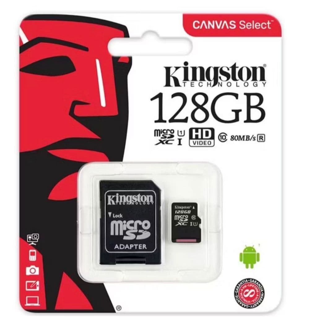 Kingston 128 GB Micro SDHC  TF Tela Selecione Cartão De Memória Classe 10