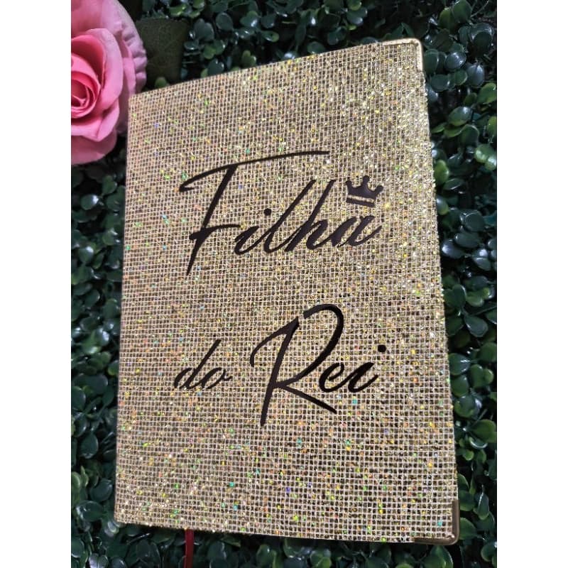 Bíblia Sagrada Feminina Letra Hiper Gigante ARC com harpa cristã capa luxo com brilho – Filha do Rei