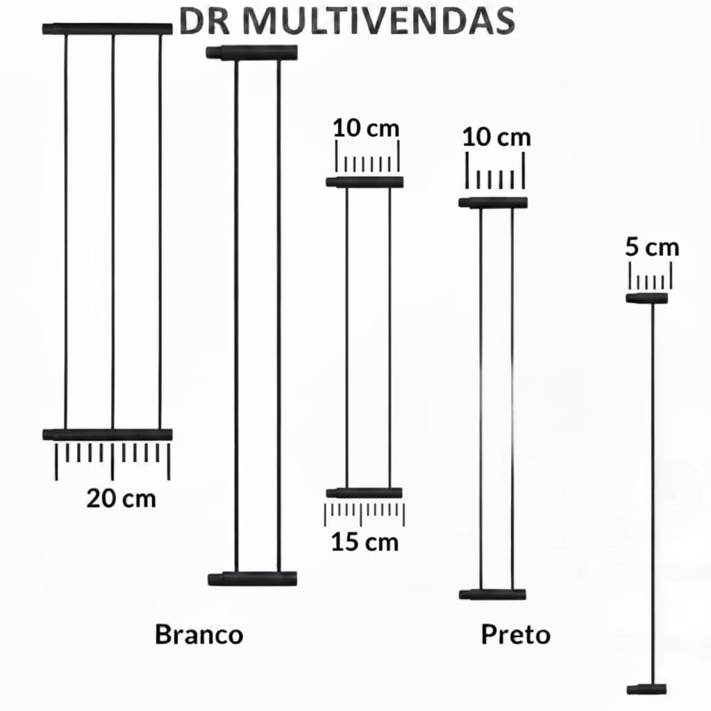 Prolongador Extensor Para Portão Grade Pet 69 De Altura Medidas De 5/10/15/20 Cm