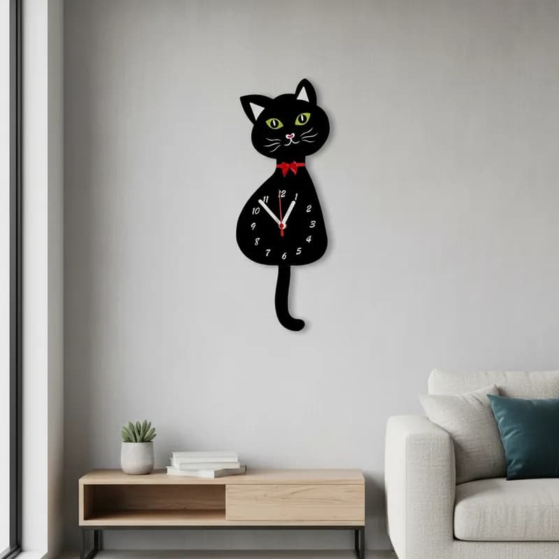 Relógio De Parede Criativo Gato Com Movimento Na Cauda
