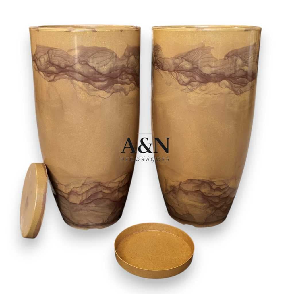 Kit 2 Vasos Polietileno Decorativos Para Plantas e Flores - Cone Bojo Polido 2 Premium